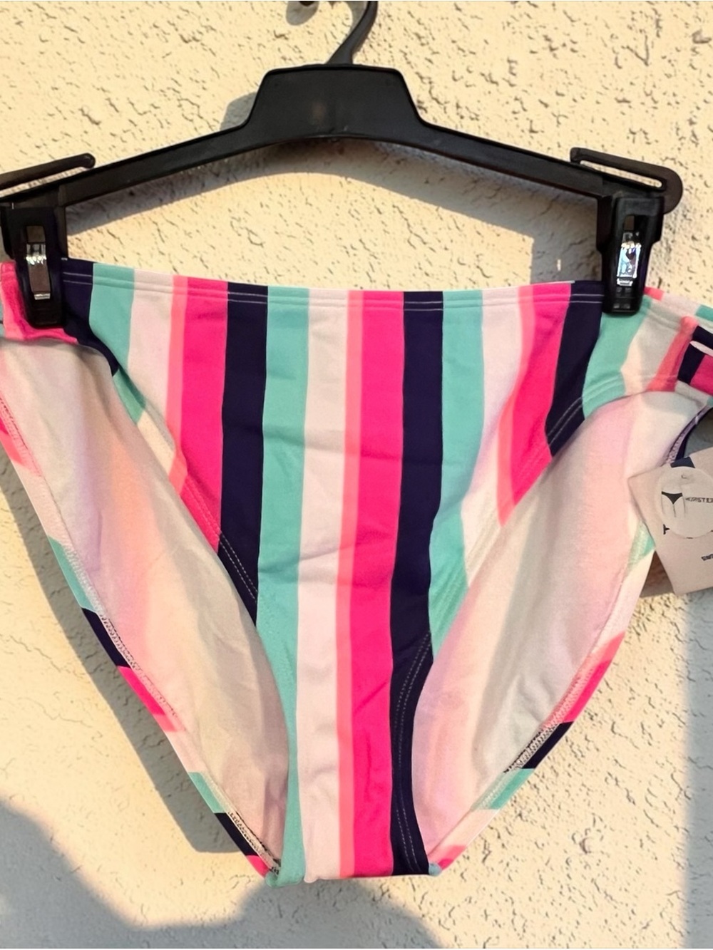 Arizona Jean Company Striped Bikini Bottom - Pink, Aqua & Navy